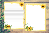Sunflower Border Stationery Writing Paper Lined and Blank