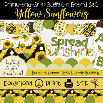 Sunflower Bulletin Board Theme Set | Floral Borders | Sunflower Decor ...