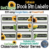 Sunflower Classroom Decor Book Bin Labels