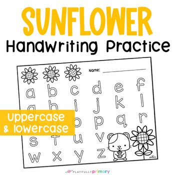 Preview of Sunflower Coloring + Alphabet Tracing Handwriting Practice, Sunflower Activity