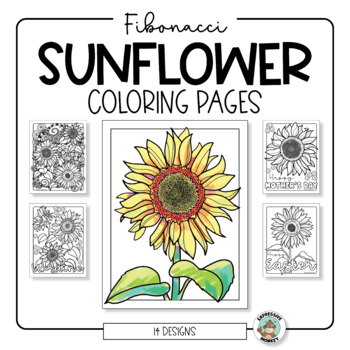 Preview of Sunflower Coloring Pages • Fibonacci Spirals • Easter • Mother's Day • Ukraine