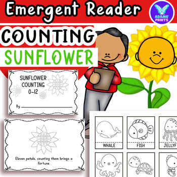 Preview of Sunflower Counting 0-12 Math Emergent Reader Kindergarten NO PREP Activities