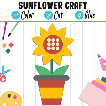 Preview of Sunflower Craft : Color, Cut, and Glue, a Fun Activity for Pre K to 2nd Grade