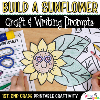 Preview of Build Sunflower Craft, No Prep Writing Activities, & Flower Template for Summer
