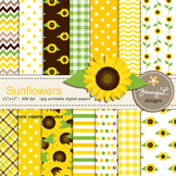 Sunflower  Digital Paper and clipart