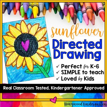 Preview of Summer or Fathers Day Craft Sunflower Directed Drawing Art Project