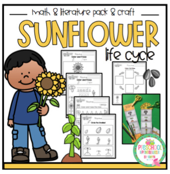 Preview of Sunflower Life Cycle Math & Literature and Sequencing Craft