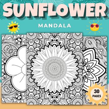 Preview of Printable Sunflower Mandala Coloring Pages sheets - Winter Flowers Activities