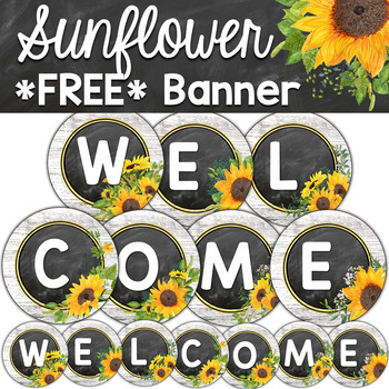 Sunflower Modern Farmhouse Classroom Decor Welcome Sign Banner FREE