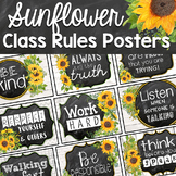 Modern Farmhouse Sunflower Classroom Rules Editable Poster