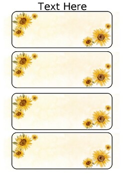 Preview of Sunflower Name Tags - Editable