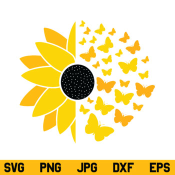 Sunflower Svg Butterfly Svg Png Dxf Cricut Clipart Cut File Instant Download