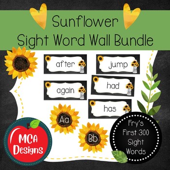 Preview of Sunflower Sight Word Wall Bundle