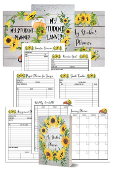 Preview of Sunflower Student Planner | Fall Planner | Printable Planner | Homeschool