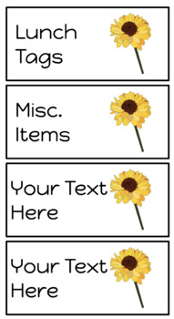 Preview of Sunflower Teacher Toolbox Labels