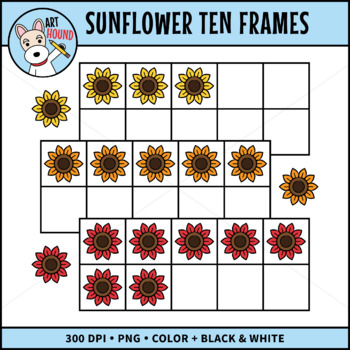 Sunflower Ten Frames Clipart | Autumn Ten Frames, Fall Ten Frames | Art ...