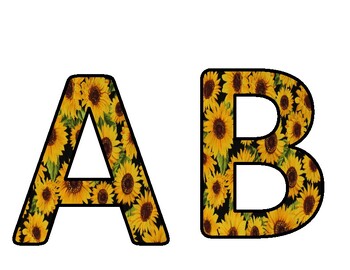 Sunflower Themed Bulletin Board Letters by Angela Cordle | TPT