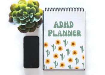 Preview of Sunflower and Cactus ADHD Planner and Reflection Journal