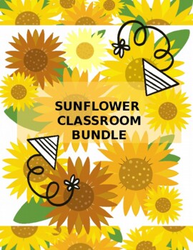 Preview of Sunflower classroom decoration bundle (clip art, name tags, borders and more)