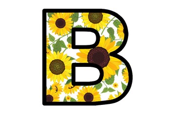 Sunflowers Bulletin Board Letters, Flowers Classroom Décor, Alphabet ...
