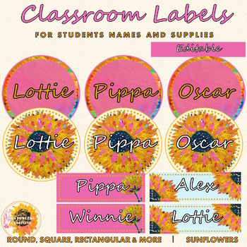 Preview of Sunflowers Classroom Labels