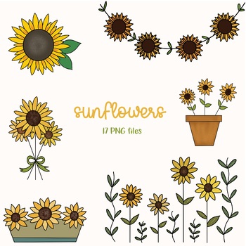 Sunflowers Clipart- Flowers Clipart by Little Farm Clipart | TPT