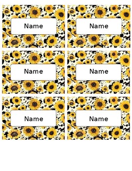 Preview of Sunflowers Editable Name Tags Locker Labels Book Bin Cubby Classroom