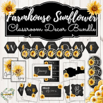 Preview of Sunflowers Farmhouse Classroom Decor Bundle | Sunflowers Classroom Decor Kit