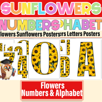 Preview of Sunflowers Numbers & Alphabet Bulletin Board | Flowers Numbers & Alphabet