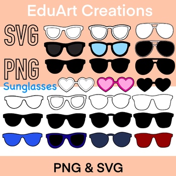 Preview of Sunglasses! 8 pairs, high resolution, SVG, PNG commercial use
