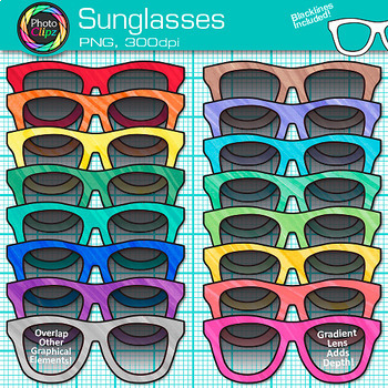 Preview of Sunglasses Clipart Images: 17 Summer Clip Art Transparent PNG Black & White PNG