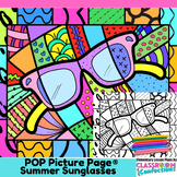 Sunglasses Coloring Page Summer Pop Art Coloring Printable