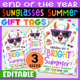 Sunglasses End of Year Gift Tags Summer Editable, Have a B