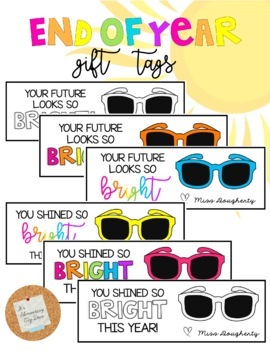 Preview of Sunglasses Gift Tag: End of Year *Personalize it!