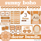 Sunny Boho Retro Classroom Decor Editable Bundle with Warm