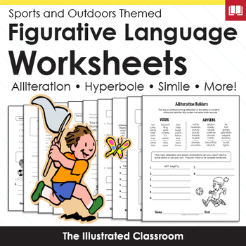 Preview of Figurative Language ELA Worksheets - Summer School, ESL, ELL, Creative Writing