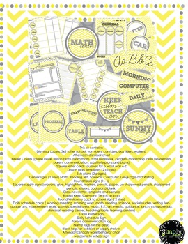 Preview of Sunny Days Back to School Organizational printables for teachers