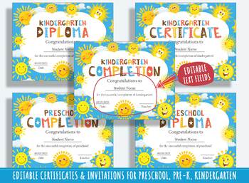 Preview of Sunny Horizons: 37 Pages of Sun-themed Diplomas, Certificates, and Invitations