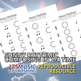 Sunny Rhythms Worksheets: in 2/4 Time Singature - 25 Worksheets
