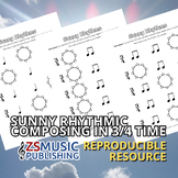 Sunny Rhythms Worksheets: in 3/4 Time Signature - 37 Worksheets