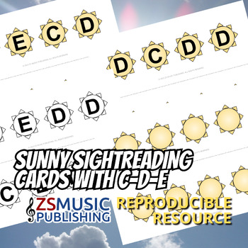 Preview of Sunny Sight Reading Cards with C-D-E - 84 cards total!