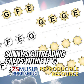 Preview of Sunny Sight Reading Cards with E-F-G - 84 cards total!