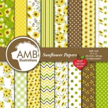 Preview of Sunny Tones Summer Sunflowers Paper Pack, {Best Teacher Tools}, AMB-1428