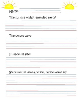 Sunrise Writing by Rachel Santioni | Teachers Pay Teachers