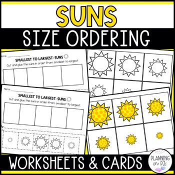 Preview of Suns Size Ordering for Summer | Order by Size | Cut and Glue