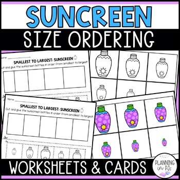 Preview of Sunscreen Size Ordering for Summer | Order by Size | Cut and Glue