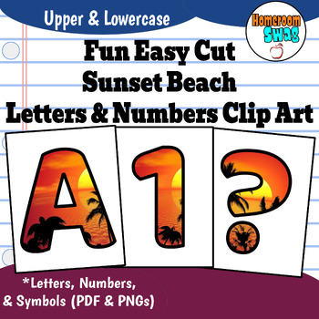 Preview of Sunset Beach Easy Cut and Print Letters and Numbers Clip Art