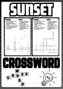 Sunset CrossWord Puzzle No prep Activity Worksheets Morning Work by Mr URE
