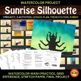 Sunrise Silhouettes, Middle or High School Watercolor Wash