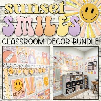 Preview of Sunset Smiles Classroom Decor Bundle